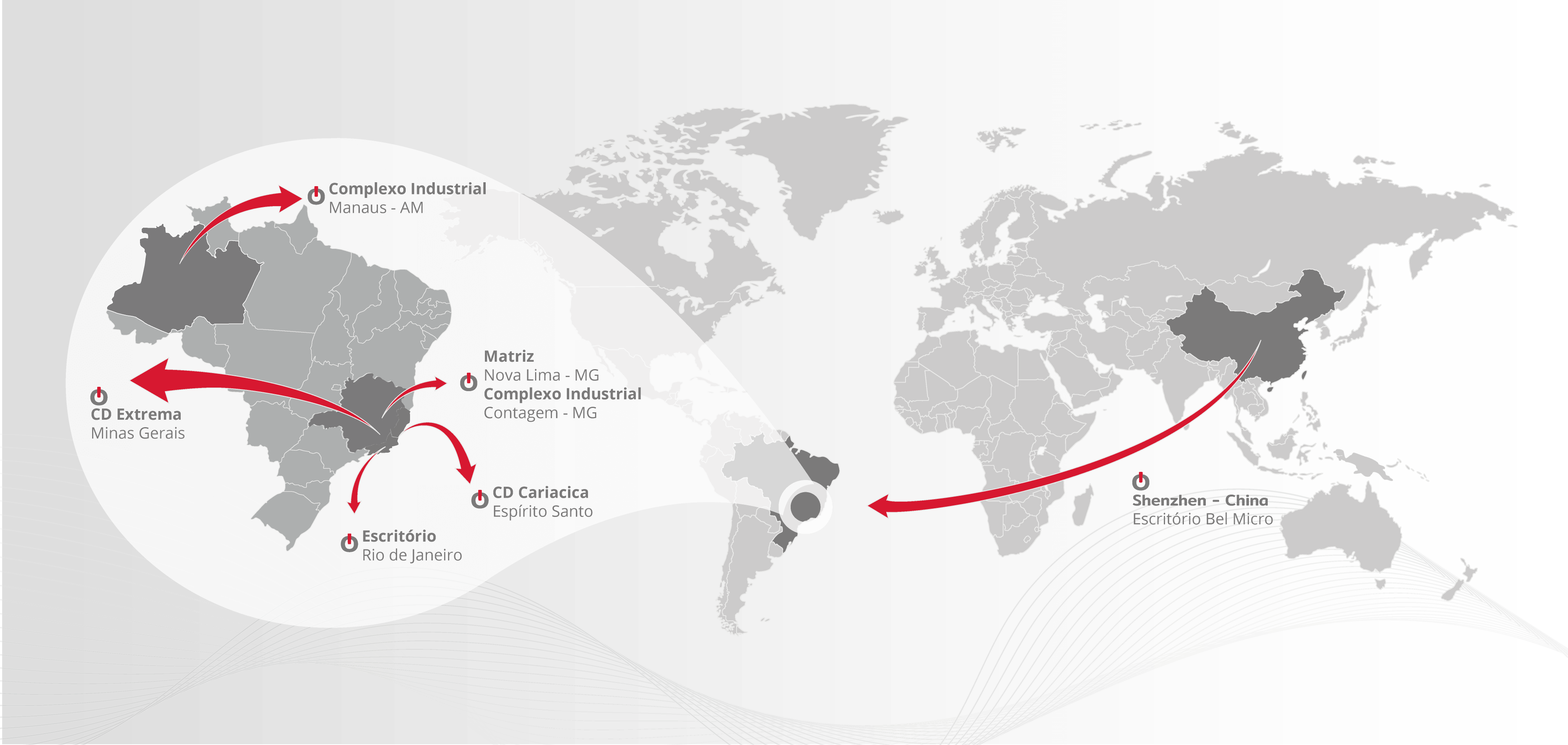 Mapa das unidades Bel Micro